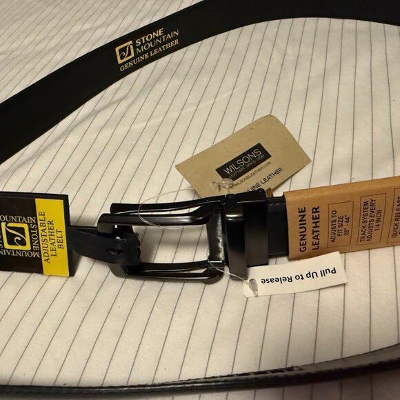 Stone Mountain Leather Mens Belt Black 28 - 44 NWT Wilson's Quick Release Buckle - Picture 1 of 5